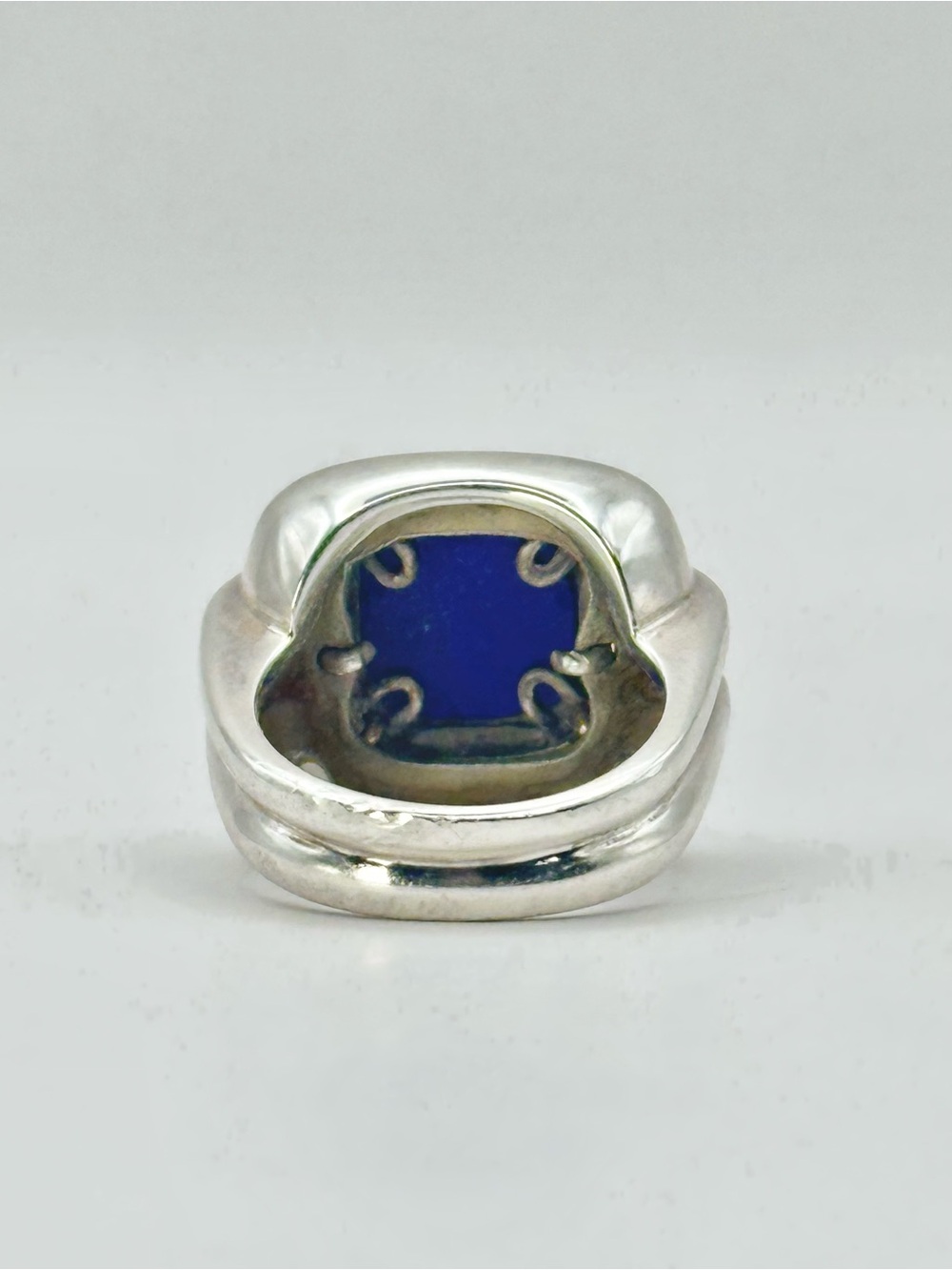 Tiffany & Co VINTAGE Sterling Silver & 18 Kt Gold Lapis Lazuli Rope Ring Sz 7.5 - Picture 6 of 14
